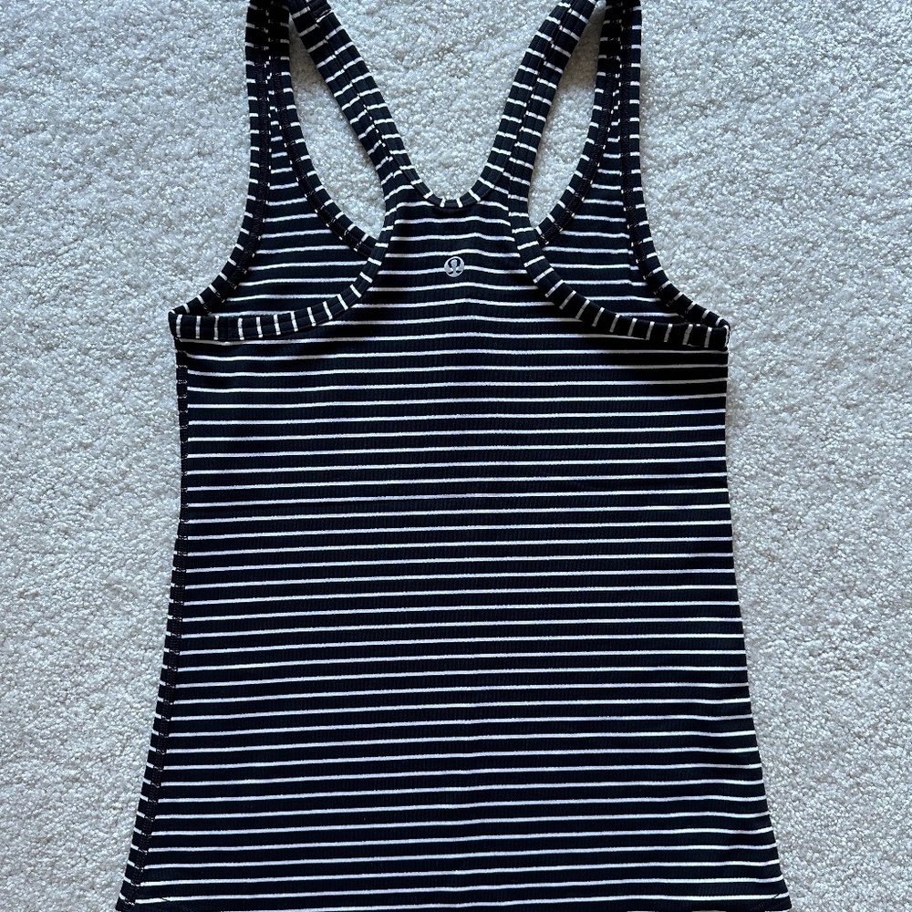 Lululemon Black White Stripe Tank Top Size 6